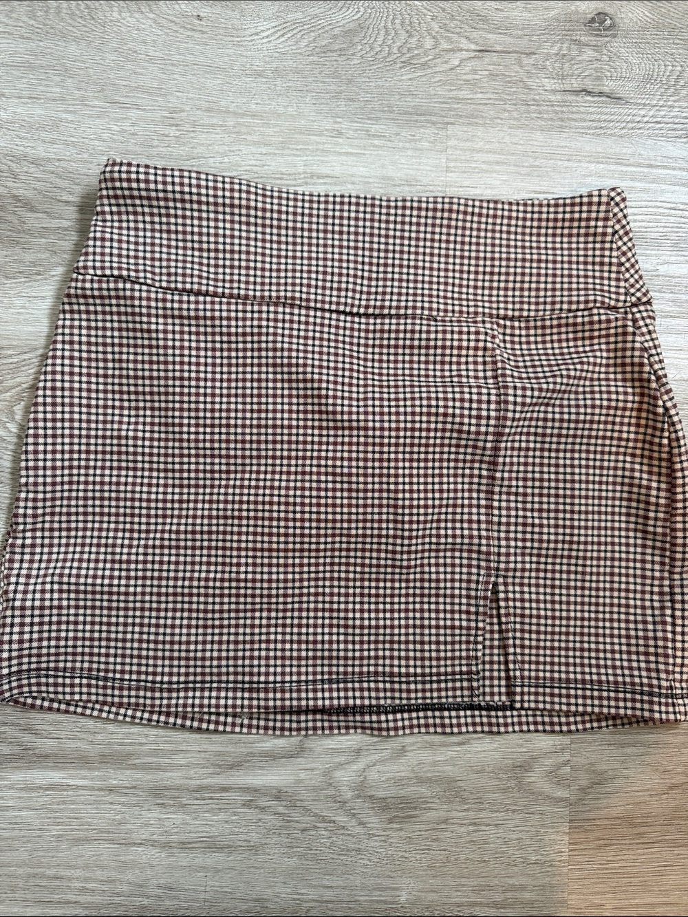 Garage Plaid Mini Skirt in Brown Cream Black